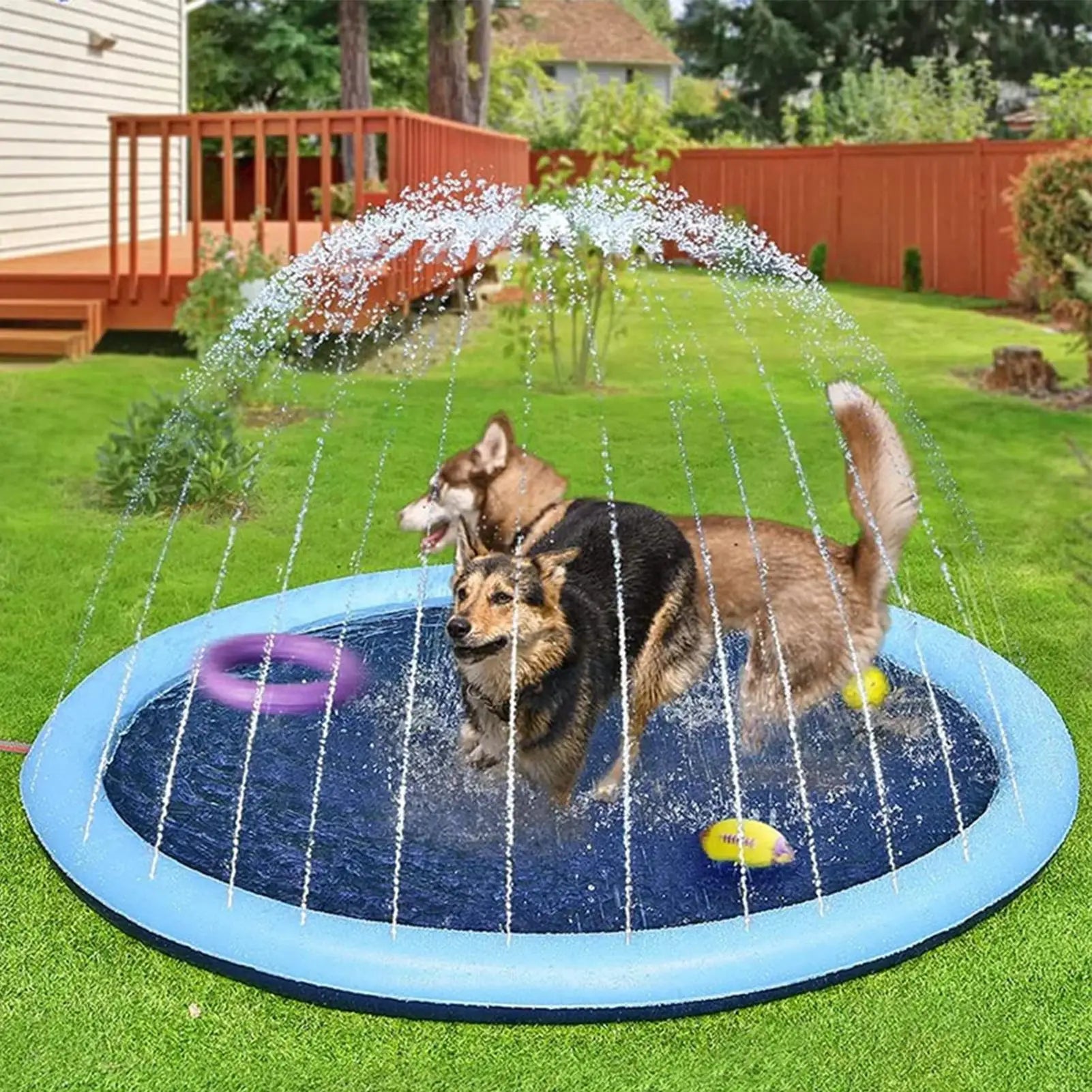 Sprinkler Water Play Mat Kids Sprinkler Pad Play Area Reusable Non Slip Outdoor Sprinkler Pad Water Game Toys for Children Boys Peaceful Pleasures Health and Wellness