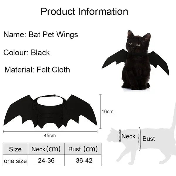 1PC Cute Pet Black Bat Wings Harness Costume Pet Cosplay Suit Cat Dog Halloween Party Pet Supplies Funny Dog Halloween Costume Peaceful Pleasures Health and Wellness