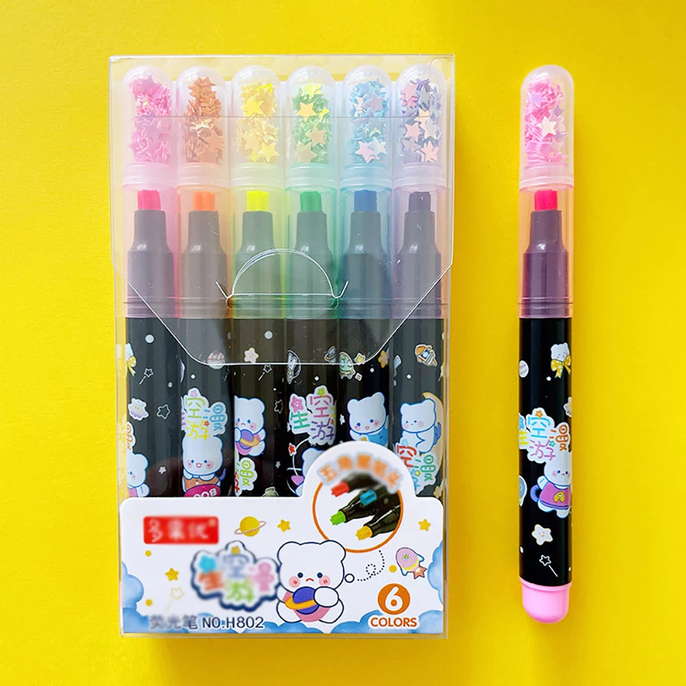Cute Star Stamp Highlighter Art Marker DIY Hand Account Pen Office