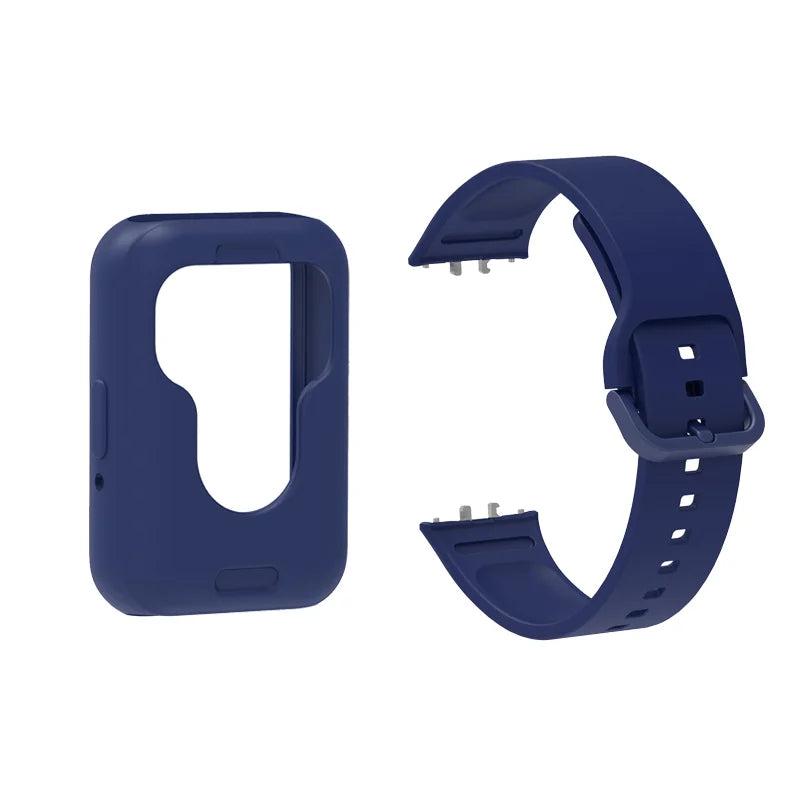 Silicone Strap & Case for Samsung Galaxy Fit 3 SM-R390 Peaceful Pleasures Health and Wellness Dark Blue Case Strap