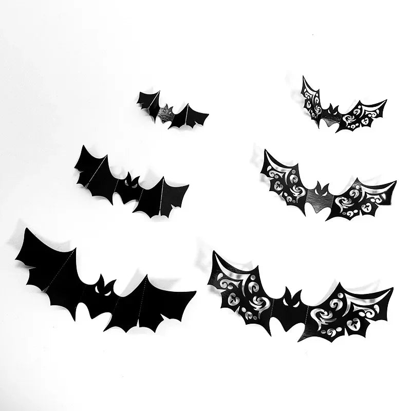 Halloween 3D Black Bat Wall Decals – Hollow Party Stickers