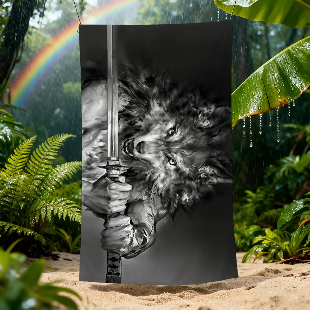 Wolfman Quick-Dry Beach Towel | Soft, Lightweight & Absorbent Quick-Dry Beach Towel Peaceful Pleasures Health and Wellness