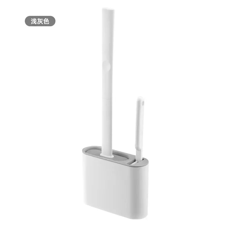Silicone Toilet Brush & Wall-Mounted Holder Set | Flat Head