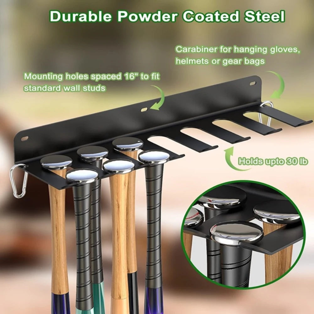 Wall Mounted Baseball Bat Storage Rack, Multi-Purpose Hook Suitable for Home Gym Equipment Peaceful Pleasures Health and Wellness