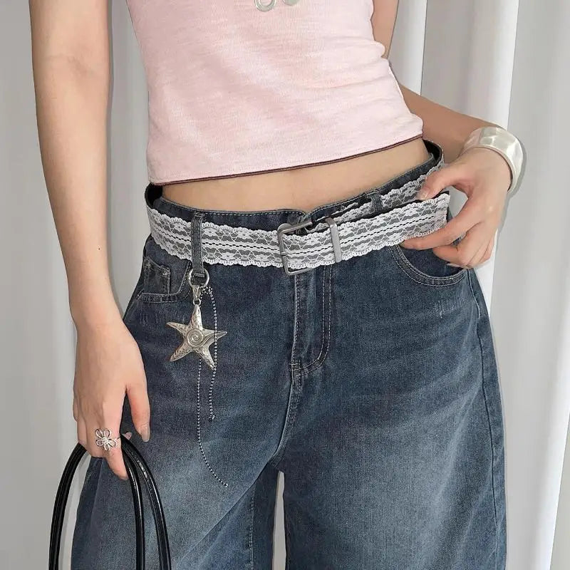 Romantic Lace Cinch Belt | Adjustable White Floral Waistband