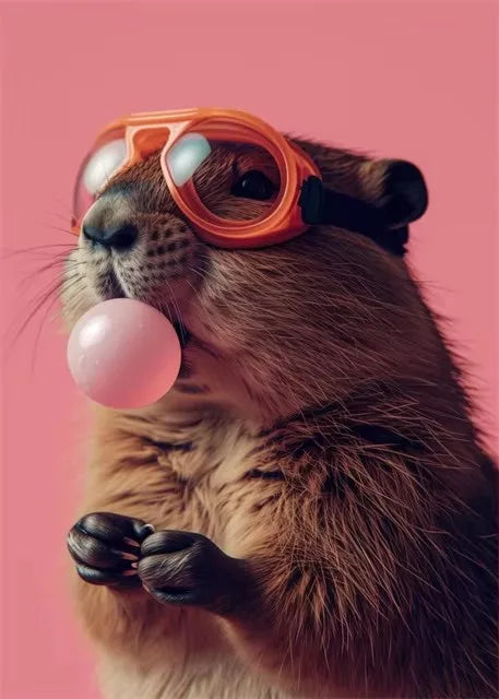 WhimsyWorks Funny Animals Bubble Blowing Chameleon Canvas Poster,Unframed Artistic Wall Decor for Living Room,Bedroom, Art Decor Peaceful Pleasures Health and Wellness ZLH3289 50x70cm No Frame