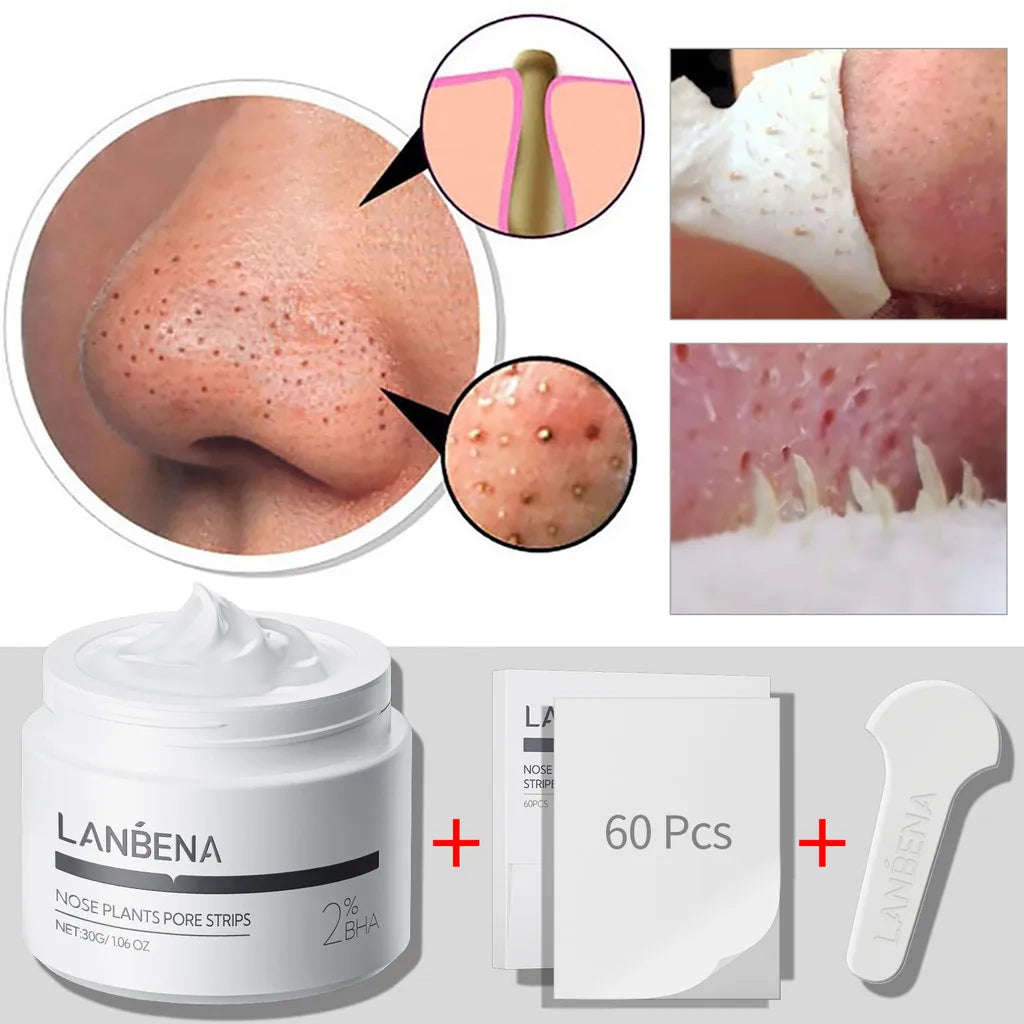 LANBENA Blackhead Remover Nose Mask Peeling Deep Cleansing Face Mask Oil Control Skin Care (60 Stickers) Peaceful Pleasures Health and Wellness