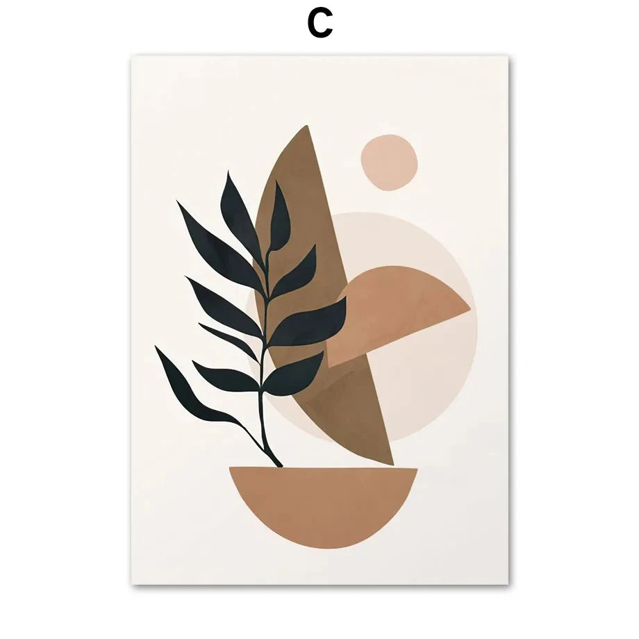 Boho Natural Leaf Flower Vase Abstract Posters Prints Canvas Painting Morandi Nordic Wall Art Pictures Living Room Home Decor Peaceful Pleasures Health and Wellness C 20x30cm Unframed