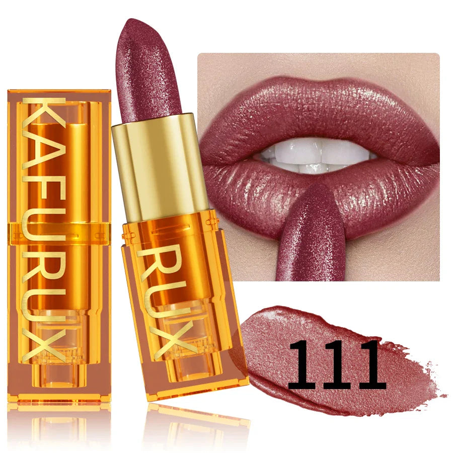 KAFURUX 16-Color Glitter Metallic Lipstick – Long-Lasting Matte