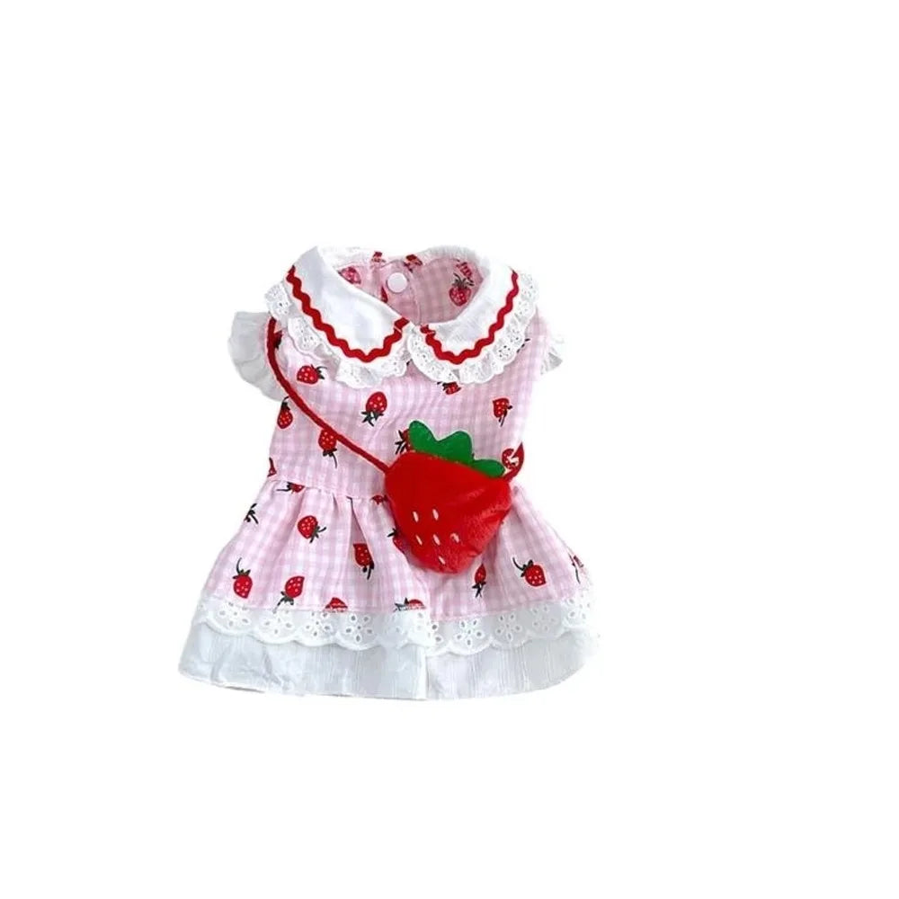Strawberry Pet Dress – Soft Summer Skirt for Cats & Puppies