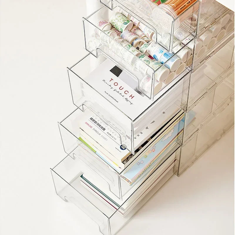 Transparent drawer storage box Large capacity Table cosmetic sundries sorting box Simple office stationery multilayer organizer Peaceful Pleasures Health and Wellness