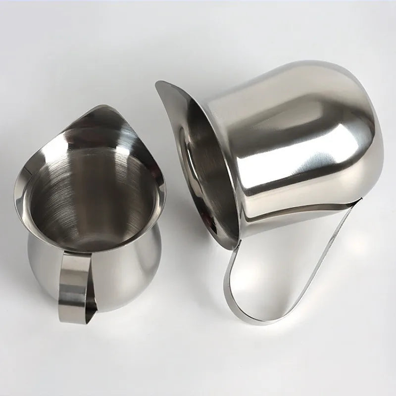 New Coffee Milk Frothing Pitcher Cup Stainless Steel Espresso Creamer Pitchers Ounce Measuring Cup with Pouring Spout Coffeeware Peaceful Pleasures Health and Wellness