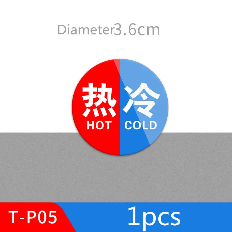 Hot & Cold Faucet Label Stickers – Acrylic Self-Adhesive Signs