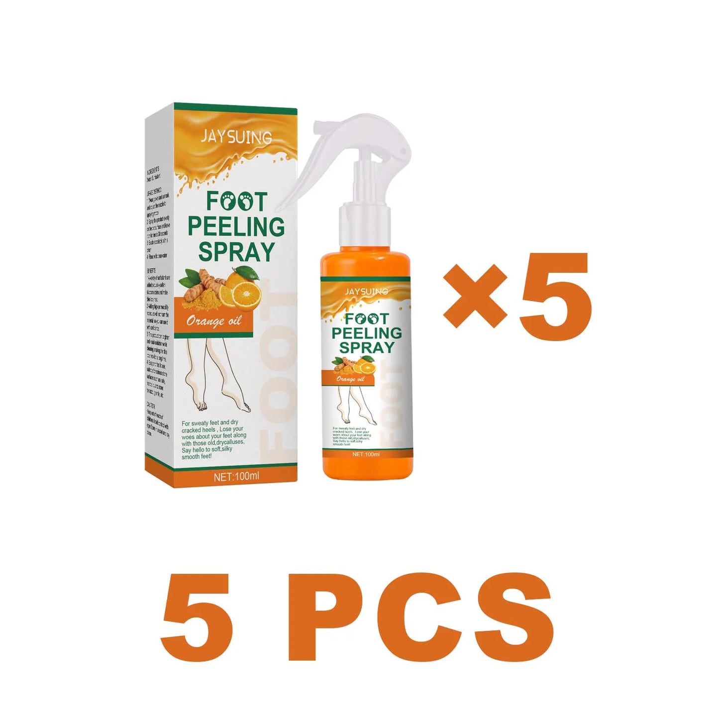Jaysuing Exfoliating Foot Treatment Spray Remove Dead Skin Care Repair Skin Cracks Replenish Moisture Moisturize Soften Footcare Peaceful Pleasures Health and Wellness 5 PCS