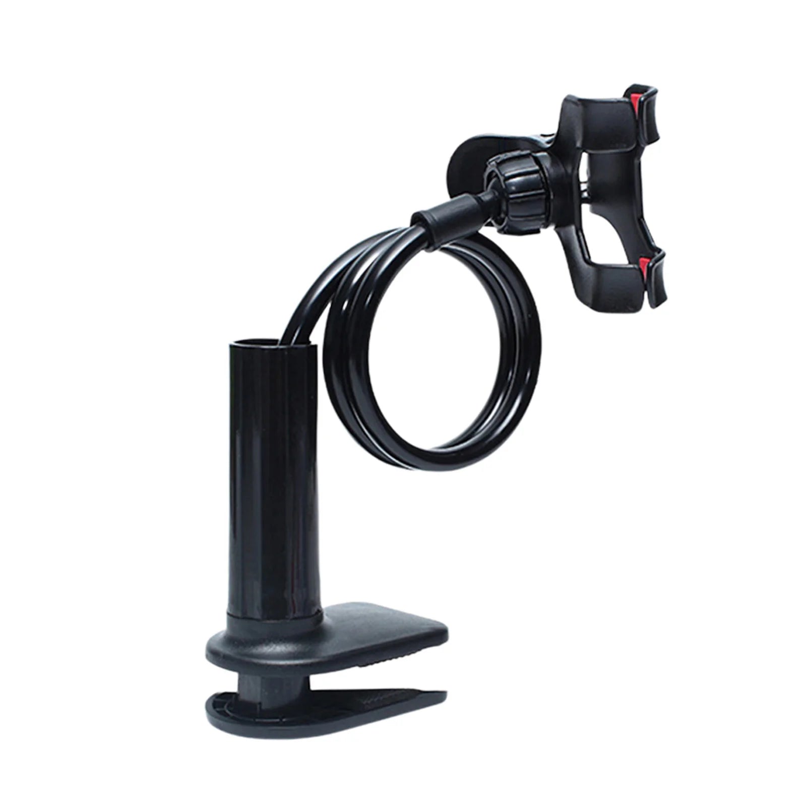 Universal 360° Flexible Cell Phone Holder Arbitrarily Curved Clamp on Desk Mobile Phone Stand for Desk Clip Bracket Clamp Stand Peaceful Pleasures Health and Wellness black