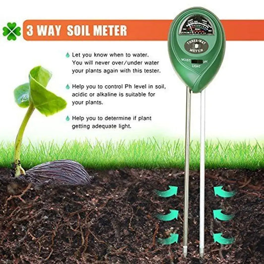 NEW 3 In1 Moisture Sunlight PH Meter Soil Water Acidity Humidity Light PH Test Garden Plants Flowers Moist Tester Peaceful Pleasures Health and Wellness