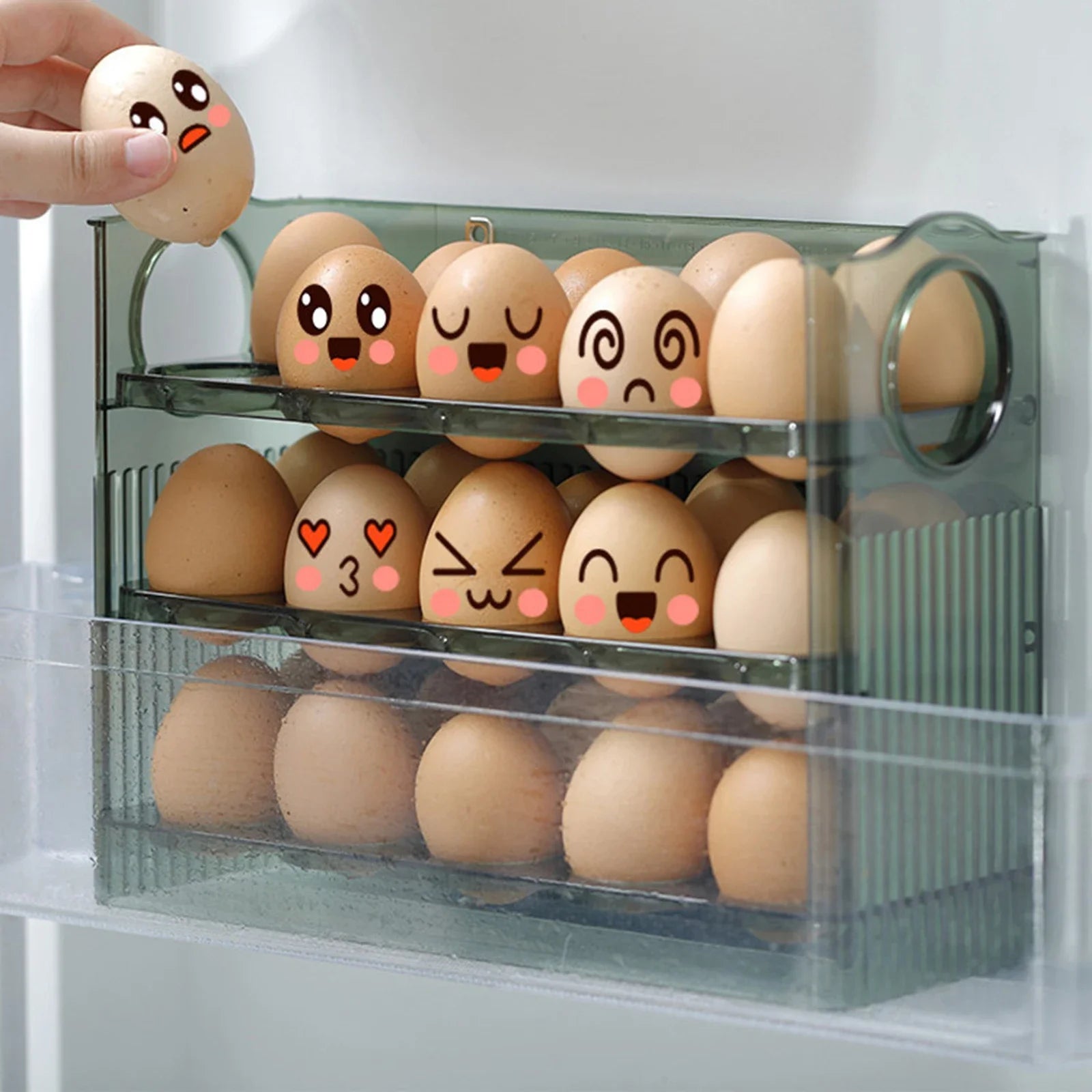 1Pcs New High-capacity multilayer egg storage box Refrigerator Side Door Egg Holder Save space Kitchen specific storage egg tray Peaceful Pleasures Health and Wellness