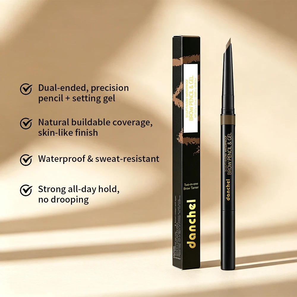 2-in-1 Eyebrow Pencil & Gel Quick Drying Transparent Eyebrow Gel Waterproof Long Lasting Strong-hold Dual-ended Eyebrow Pencil Peaceful Pleasures Health and Wellness