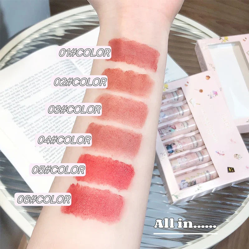 CACE 6-Color Matte Liquid Lipstick Set – Waterproof Lip Kit
