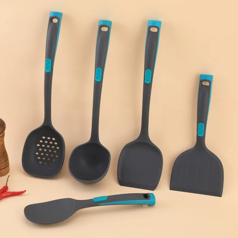 5-Piece Silicone Cooking Spoon & Spatula Set | Soup Spoon, Spatula, Strainer & More – Heat-Resistant Kitchen Utensils