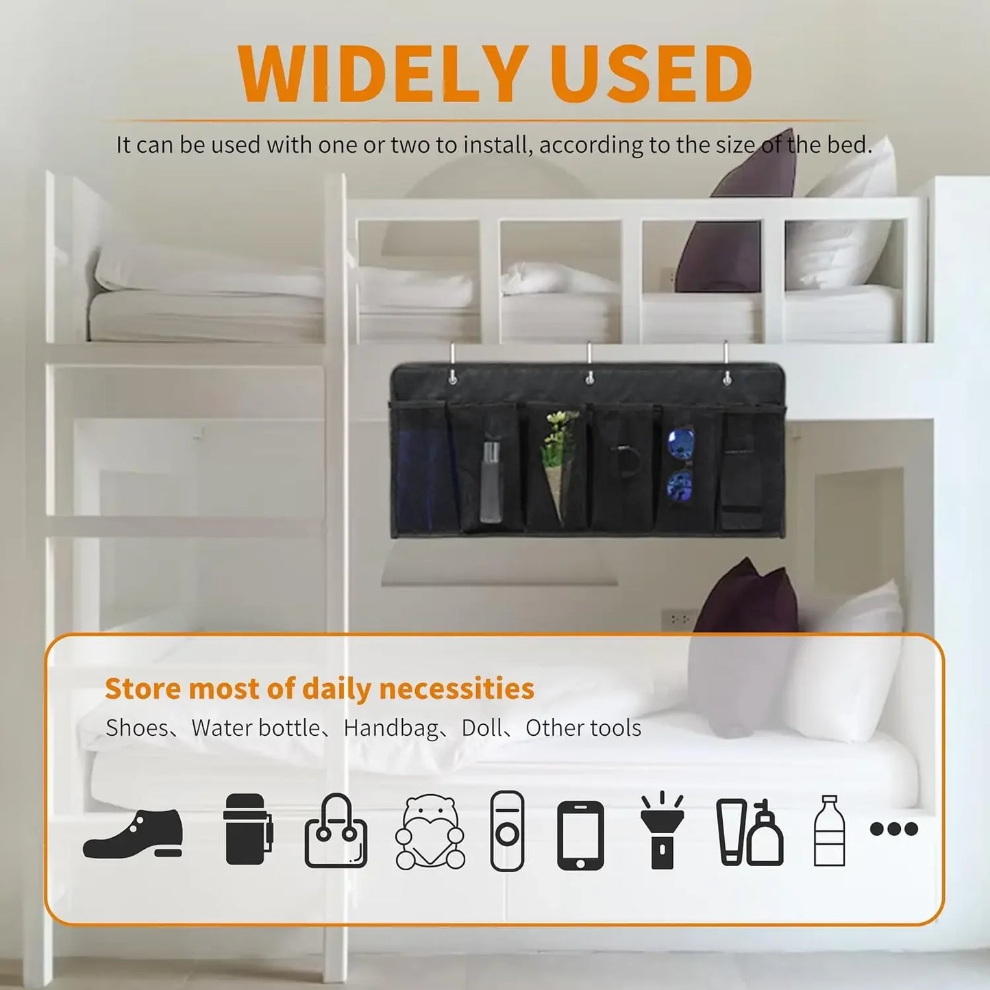 6-Pocket Bedside Storage Organizer with Hooks for Shoes, Toys, and Tools - Space-Saving Design Peaceful Pleasures Health and Wellness