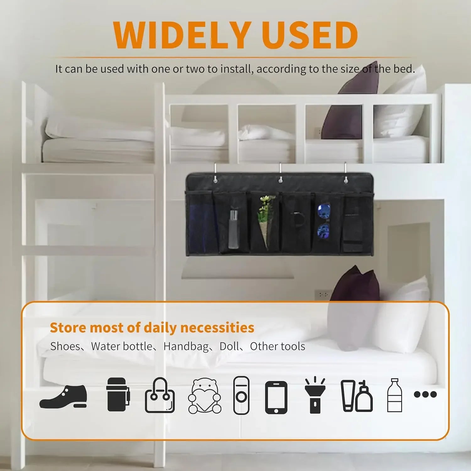 6-Pocket Bedside Storage Organizer with Hooks for Shoes, Toys, and Tools - Space-Saving Design Peaceful Pleasures Health and Wellness