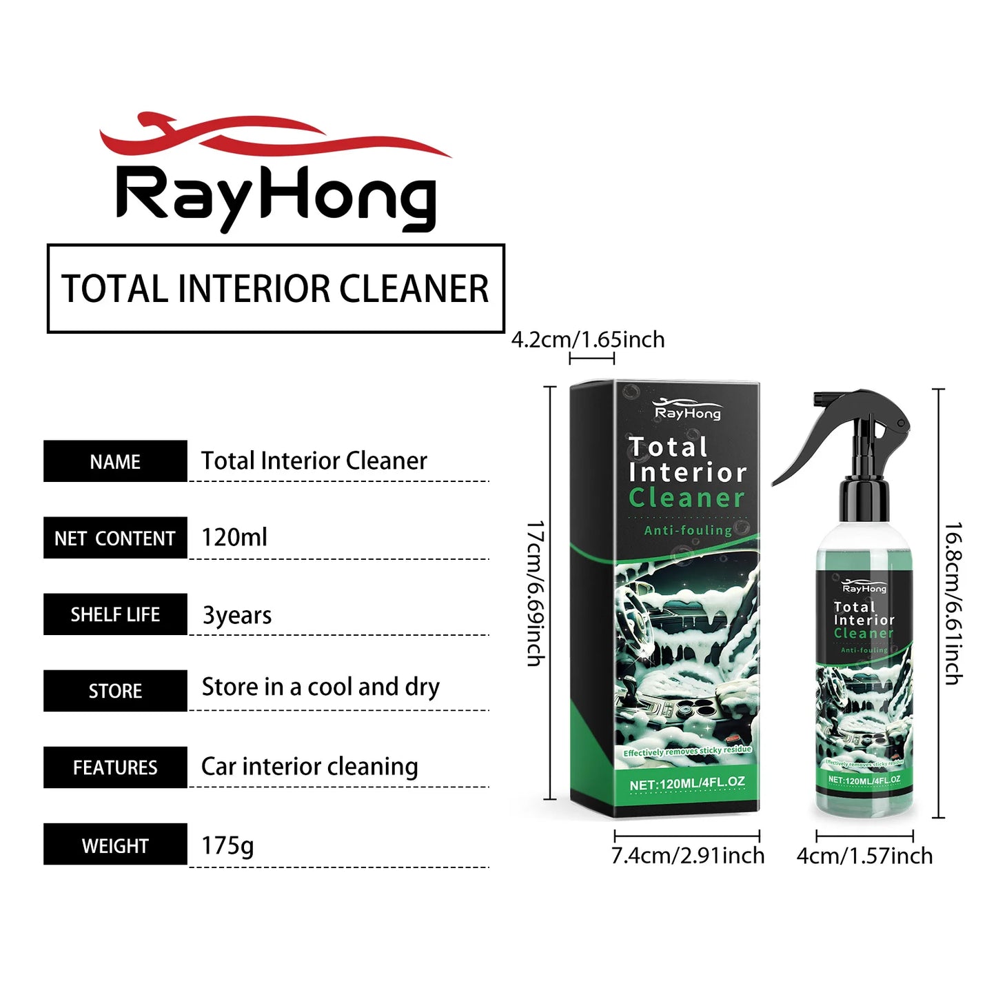 Car Interior Foam Cleaner Spray – Leather, Dash & Seat Detailer