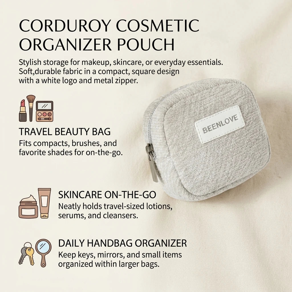 Portable Cosmetic Bag Waterproof Pouch for Makeup and Care Lightweight Multifunctional Peaceful Pleasures Health and Wellness