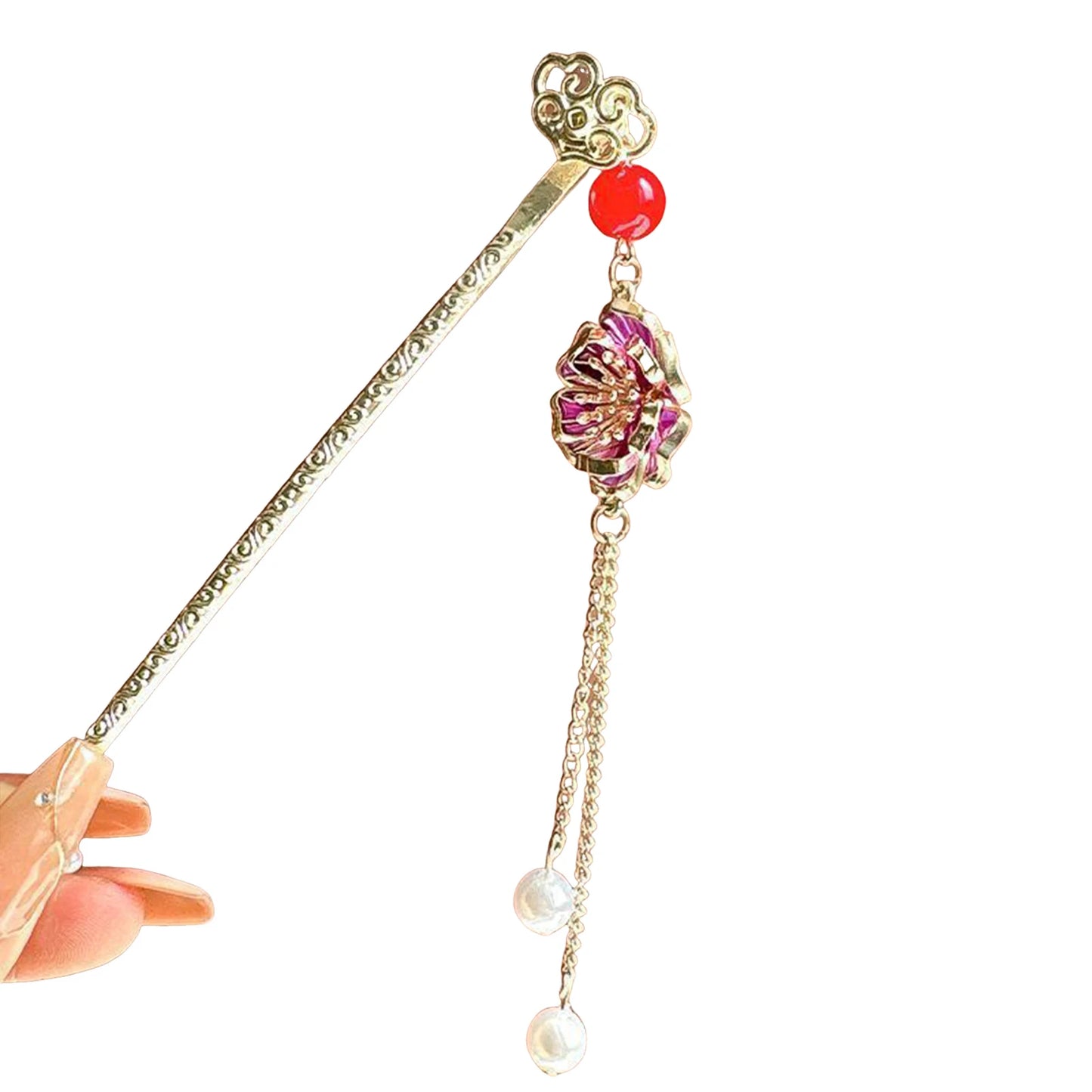 Metal Butterfly Design Hair Sticks Hanfu Matching Hair Sticks with Pearl Tassel Suitable for Girls Hair Accessories Peaceful Pleasures Health and Wellness Style 2