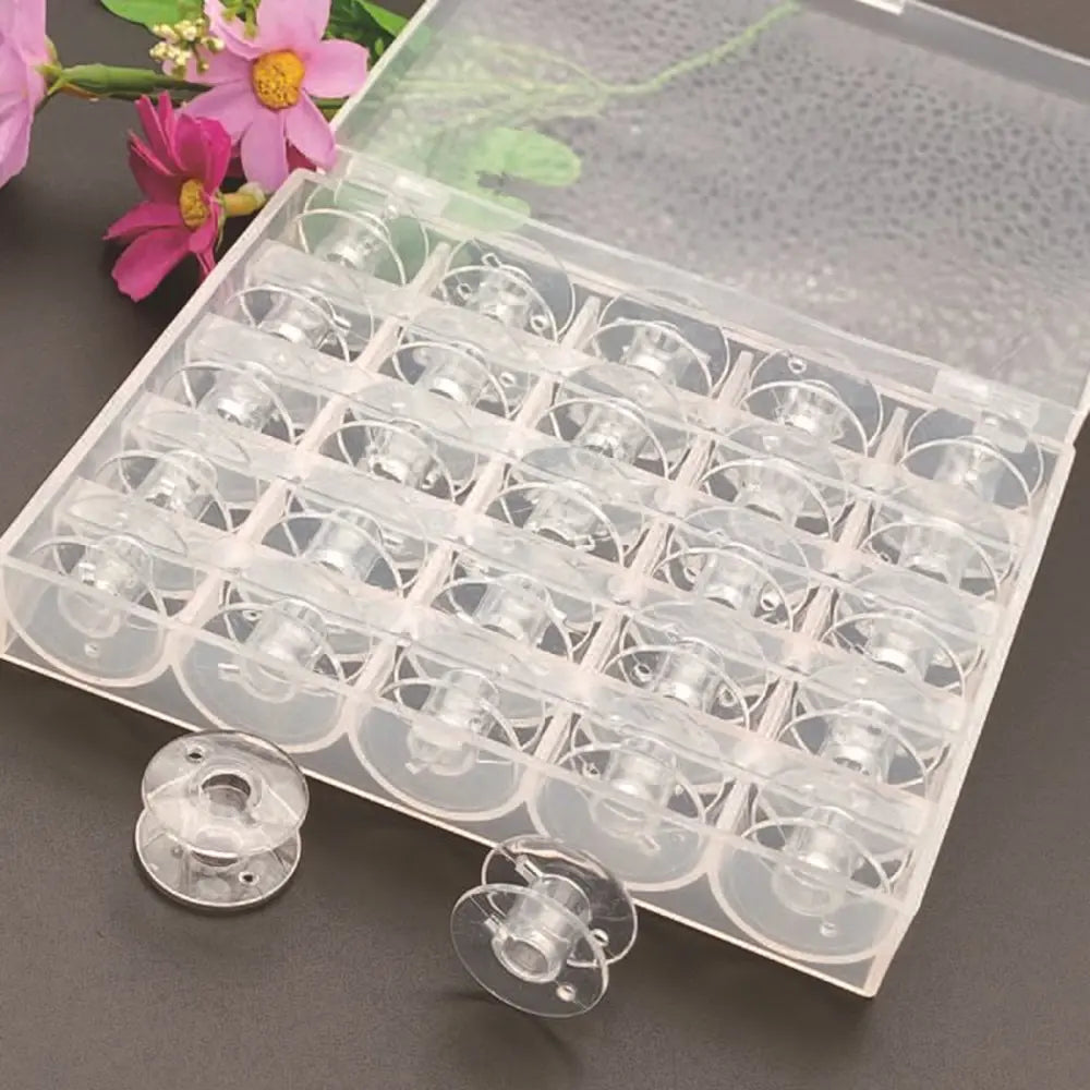 25pcs Home Sewing Machine Bottom Thread Bobbin Set Sewing Accessories Clear Plastic Spools with Storage Box for Brother Janome S Peaceful Pleasures Health and Wellness