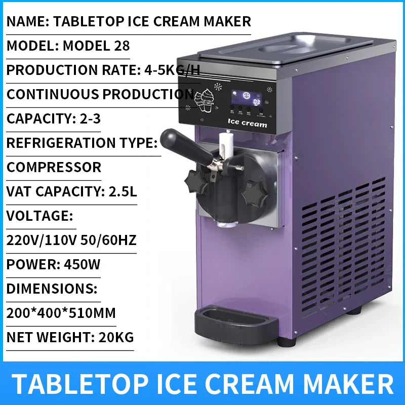 Commercial Tabletop Sundae Ice Cream Machine – 3.8L 450W