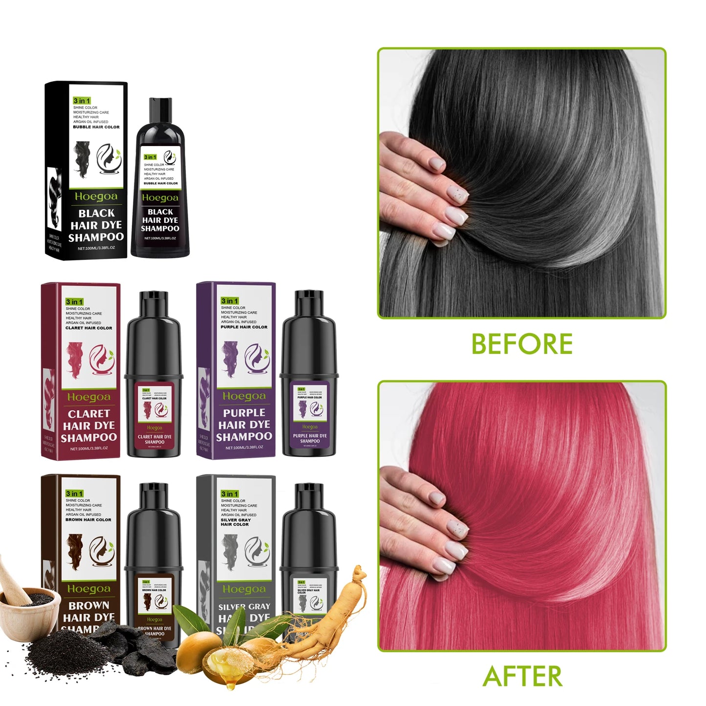 HOEGOA 100mL Purple Hair Dye Shampoo Fast Hair Dyeing Effect Easy To Use Moisturizes Hair Makes Hair Shiny Hair Color Shampoo Peaceful Pleasures Health and Wellness