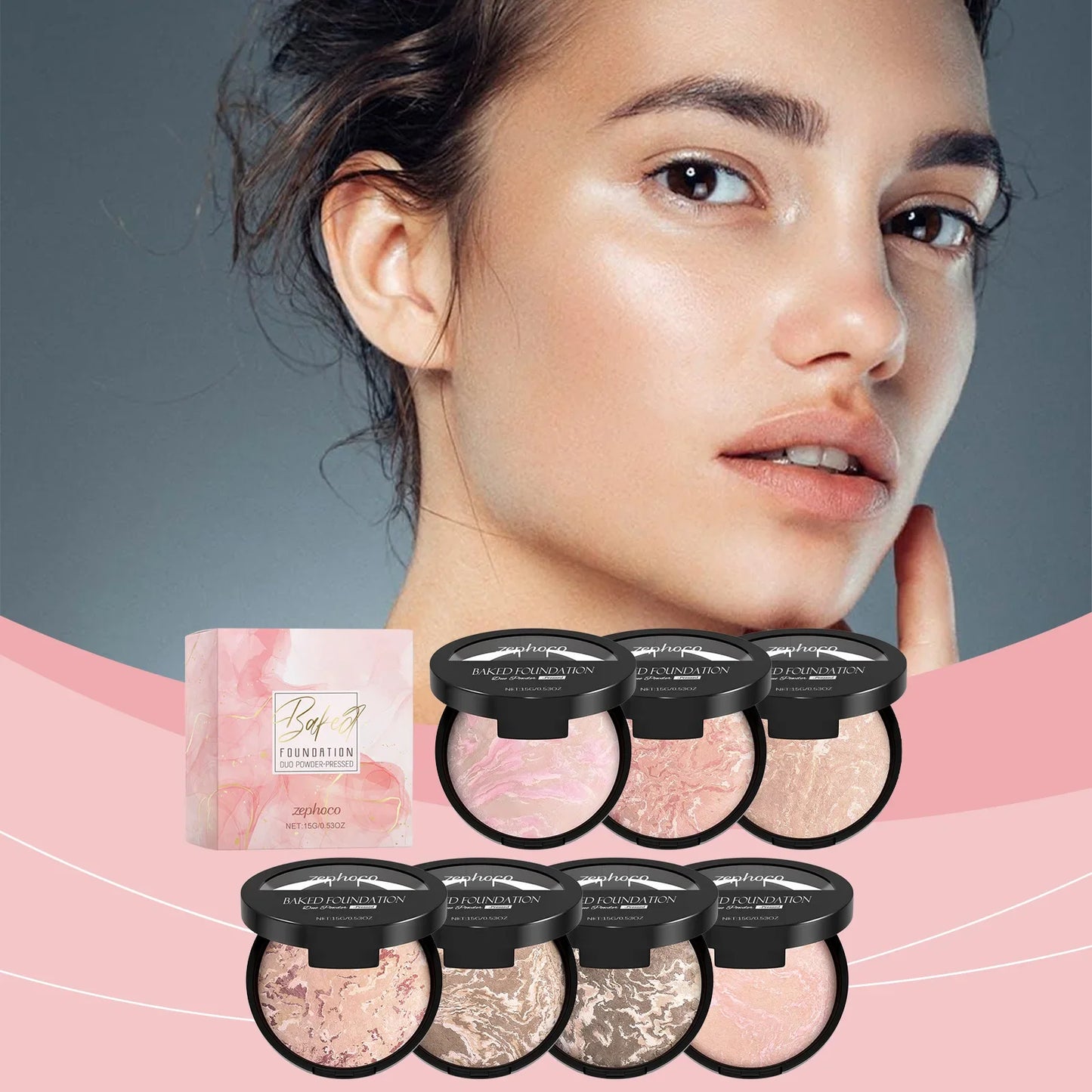 Zephoco Matte Baked Powder Foundation – Oil Control & Colour Correct