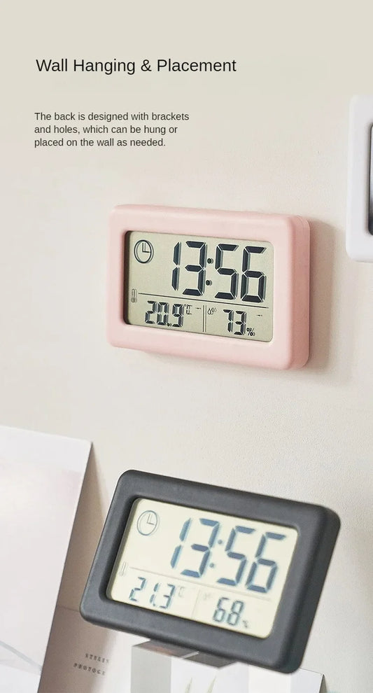Alarm Wall Clock Portable Thermometer LED Digital Watches Mini Temperature Humidity Meter Bedside Table Decoration Clocks Home Peaceful Pleasures Health and Wellness