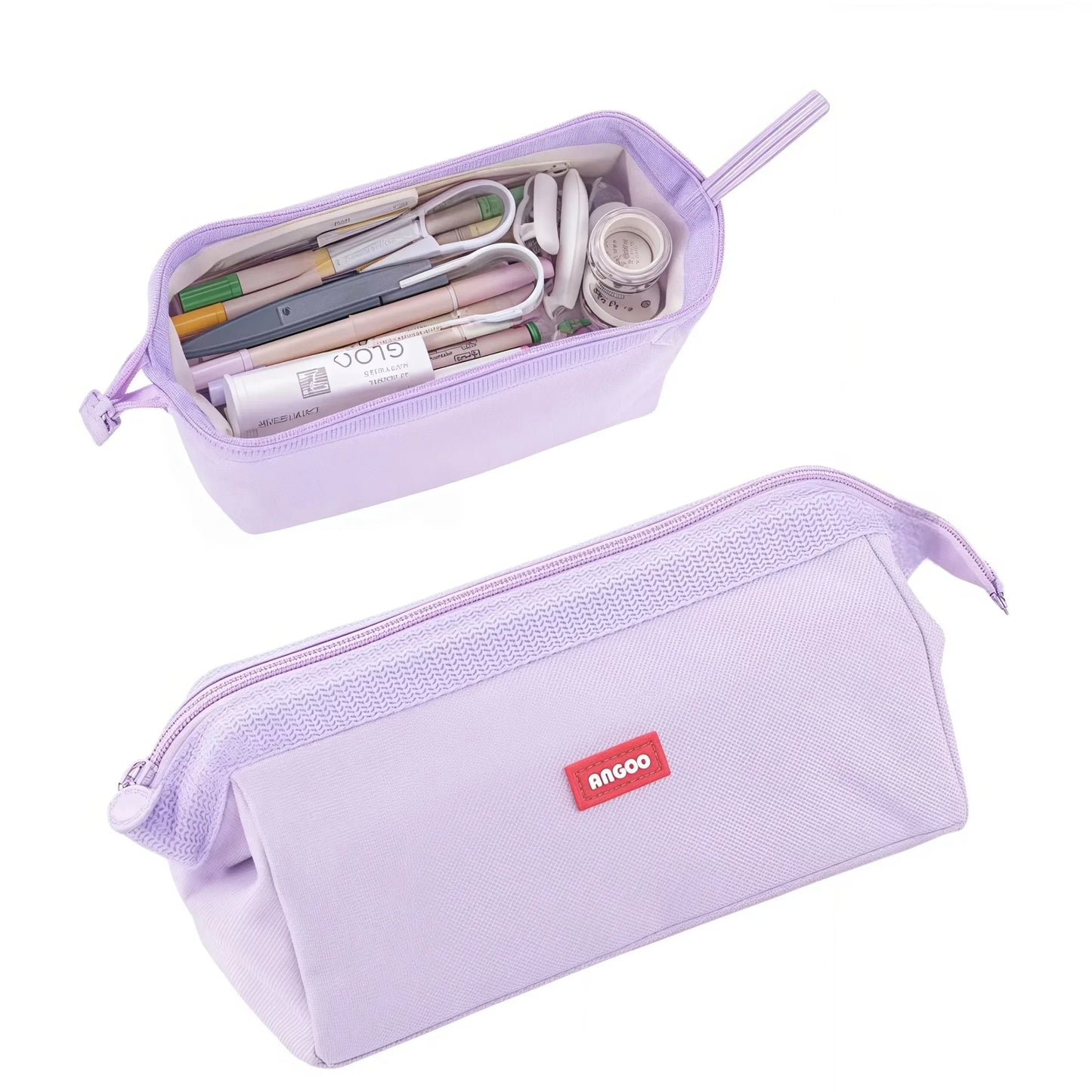 Large Capacity Pencil Case With Pen Holder Label Minimalist Student Stationery Storage Creative Stationery Storage Bag Peaceful Pleasures Health and Wellness Purple