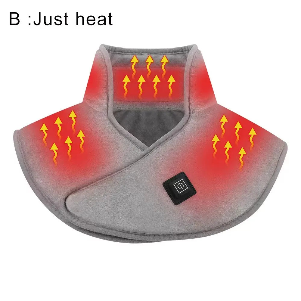 Electric Heating Shoulder Neck Pad Cervical Wrap with Three Gear Thermal Compress Massager Vibration Warm Back Relaxation Tool Peaceful Pleasures Health and Wellness B Just Heat
