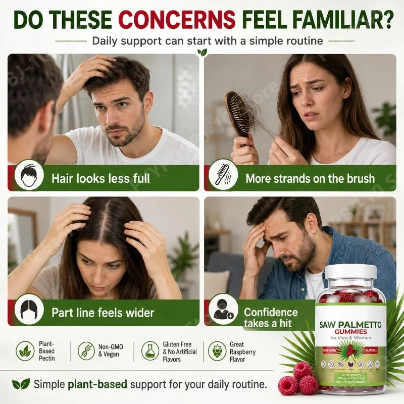 Saw Palmetto Gummies Raspberry | Non-GMO Gluten-Free 60ct