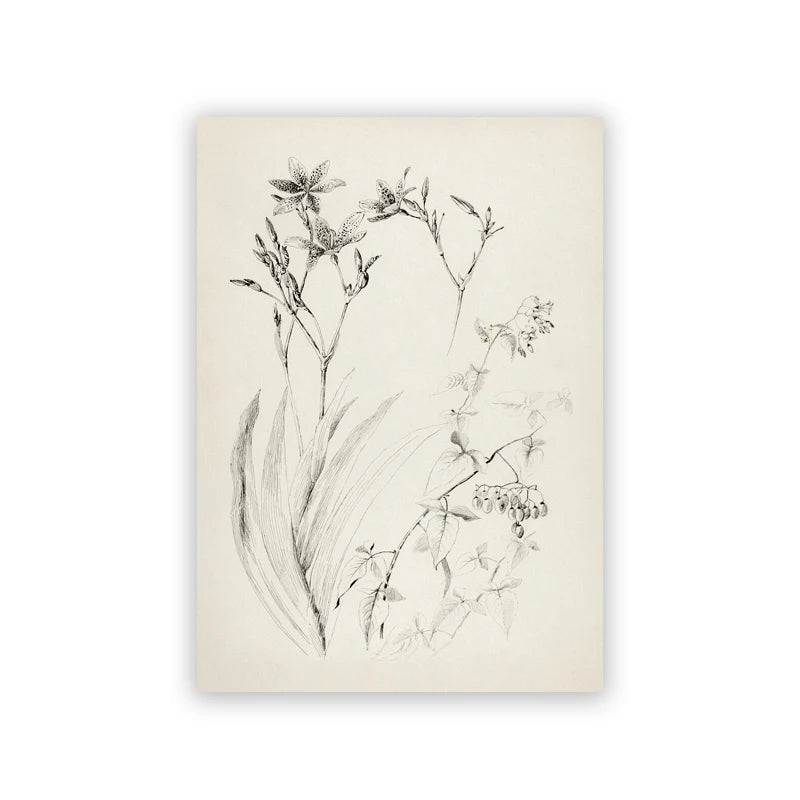 Vintage Autumn Farmhouse Landscape Canvas Print | Fall Wall Art