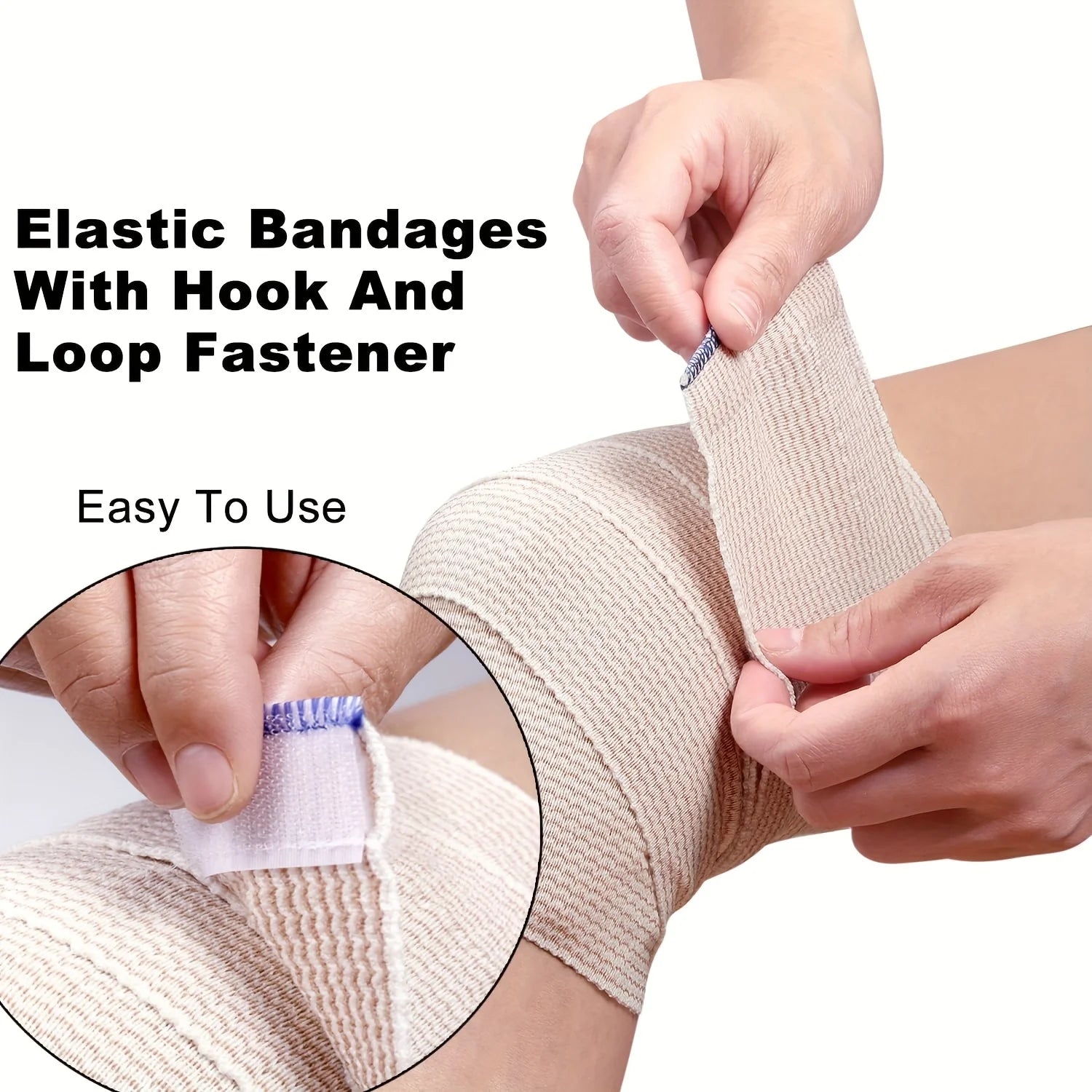 2 Pack Premium Elastic Bandage Wrap, Reusable Hook and Loop Compression Wrap Bandage for Knees, Ankles, Wrists,Legs Peaceful Pleasures Health and Wellness