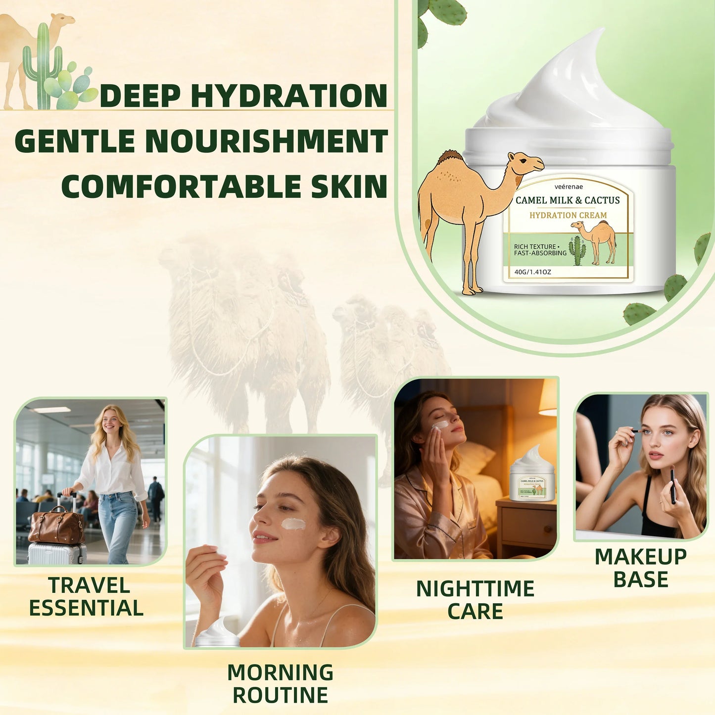 Camel Milk & Cactus Face Cream – Daily Hydration, All Skin