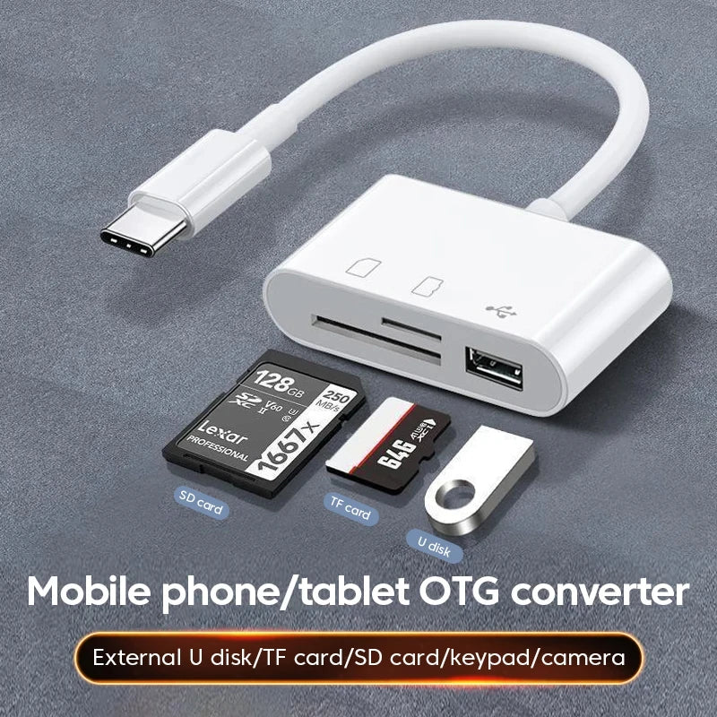 3-in-1 USB-C Micro USB TF SD Card Reader Adapter