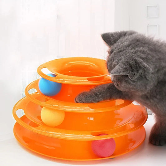 3-Layer Cat Turntable Tower Track Toy | Interactive Ball Play Interactive Cat Toy Peaceful Pleasures Health and Wellness