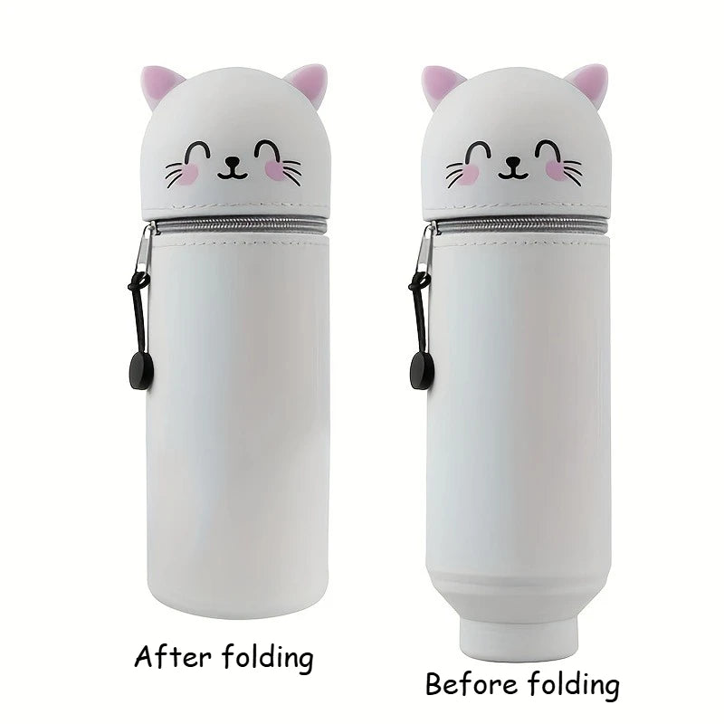 2-in-1 Silicone Pencil Case & Desk Organizer | Cute Cat Design