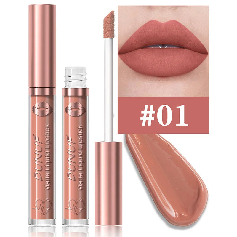 DUNUF 18-Color Matte Velvet Lipstick & Moisturizing Lip Gloss