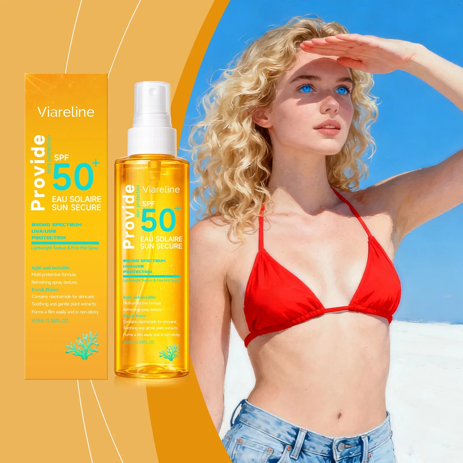 Coral Reef Safe Sunscreen Spray Waterproof Sweatproof Resistant Prevent Sunburn Moisturizing Refreshing Strong Facial Body Spray Peaceful Pleasures Health and Wellness