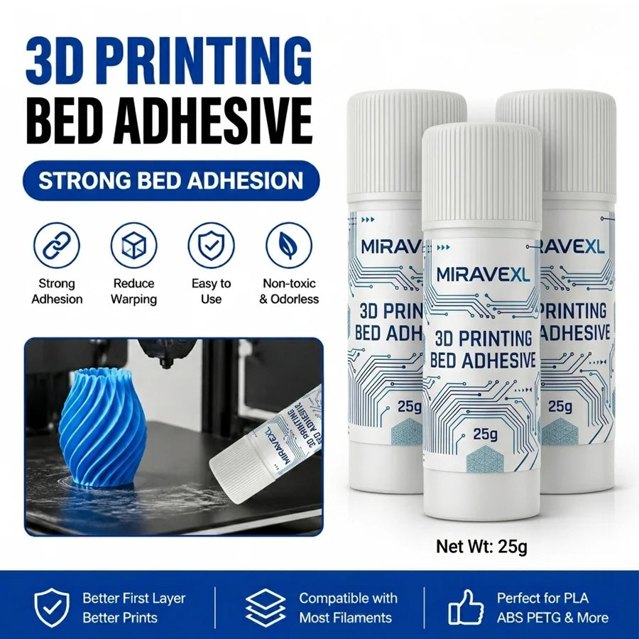MIRAVEXL 3D Printer Glue Stick – Anti-Warp Glass Bed Adhesive