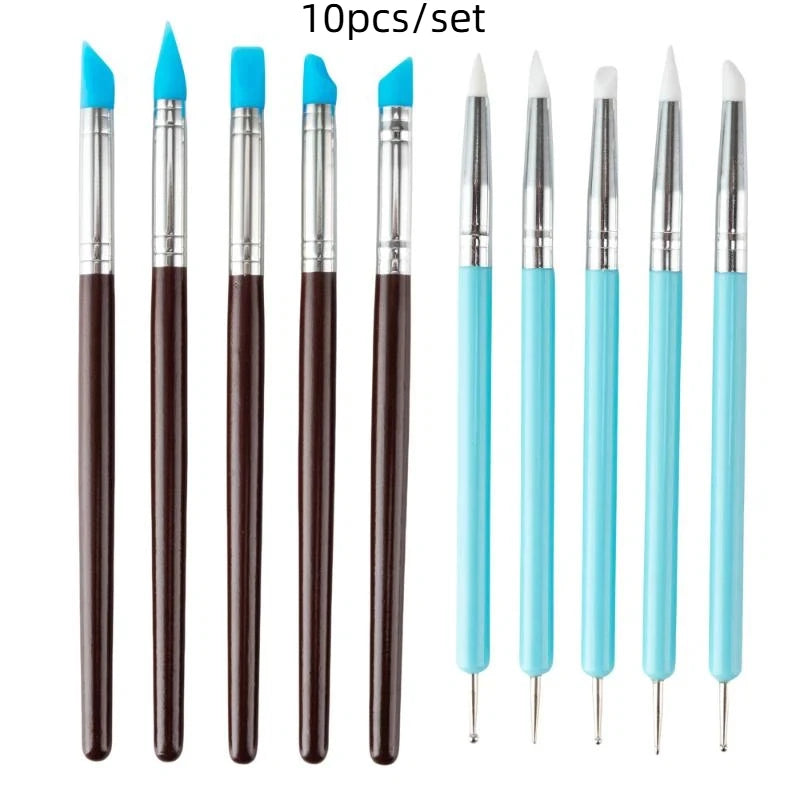 5/10Pcs Silicone Clay Sculpting Tool For Brush Modeling Dotting Nail Art Pottery Clay Tools DIY Carving Sculpting Tools Peaceful Pleasures Health and Wellness A4