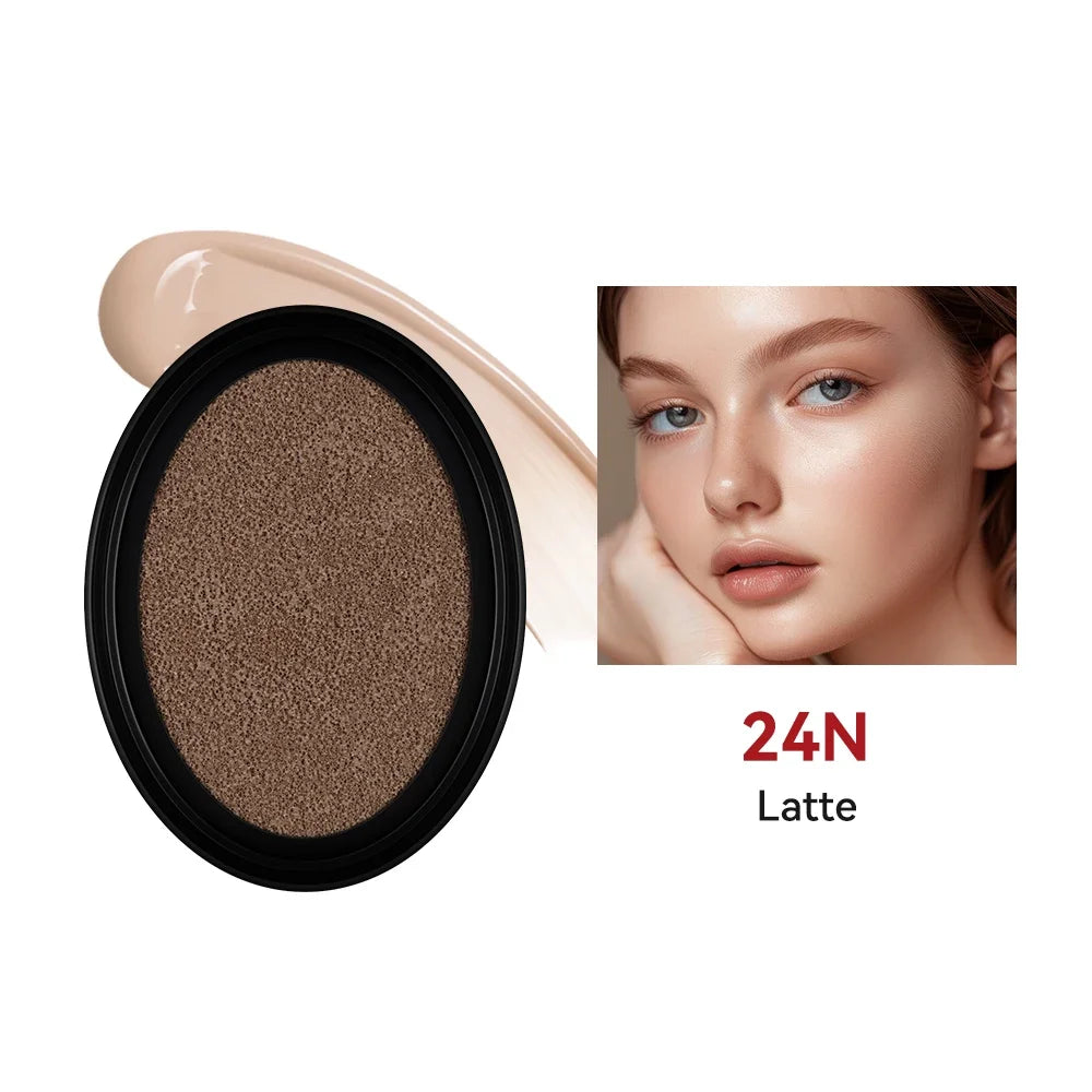 Waterproof Cushion Foundation Refill Semi-Matte Red Finish 72-Hour Wear Long-Lasting Buildable Coverage Sun Protection tirMakeup Peaceful Pleasures Health and Wellness 24N