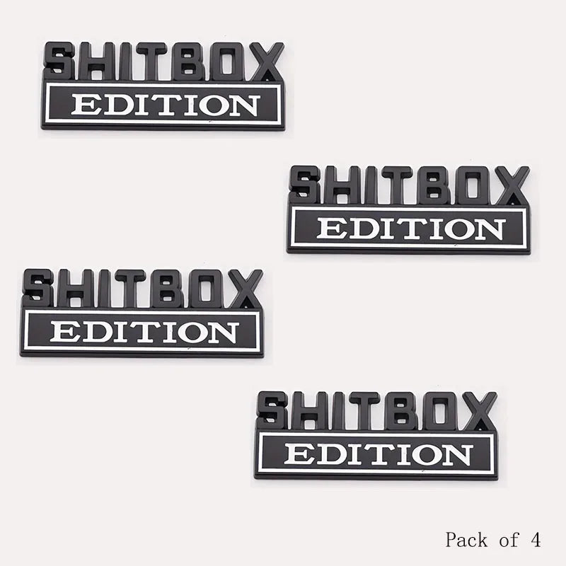 SHITBOX zinc alloy car stickers, car tailgate, car modification car stickers, personalized fashion, specifications are diverse Peaceful Pleasures Health and Wellness 4 Black and White