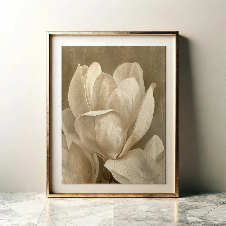 Vintage Flower Magnolia Peony Tulips Fresh Plant Painting on Canvas Poster and Print Minimalist Wall Art Pictures Home Decor Peaceful Pleasures Health and Wellness